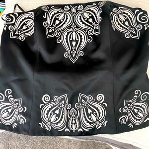 Bustier Embroidered Black With White EmbroideryWith Back Zipper. Labeled Size 14